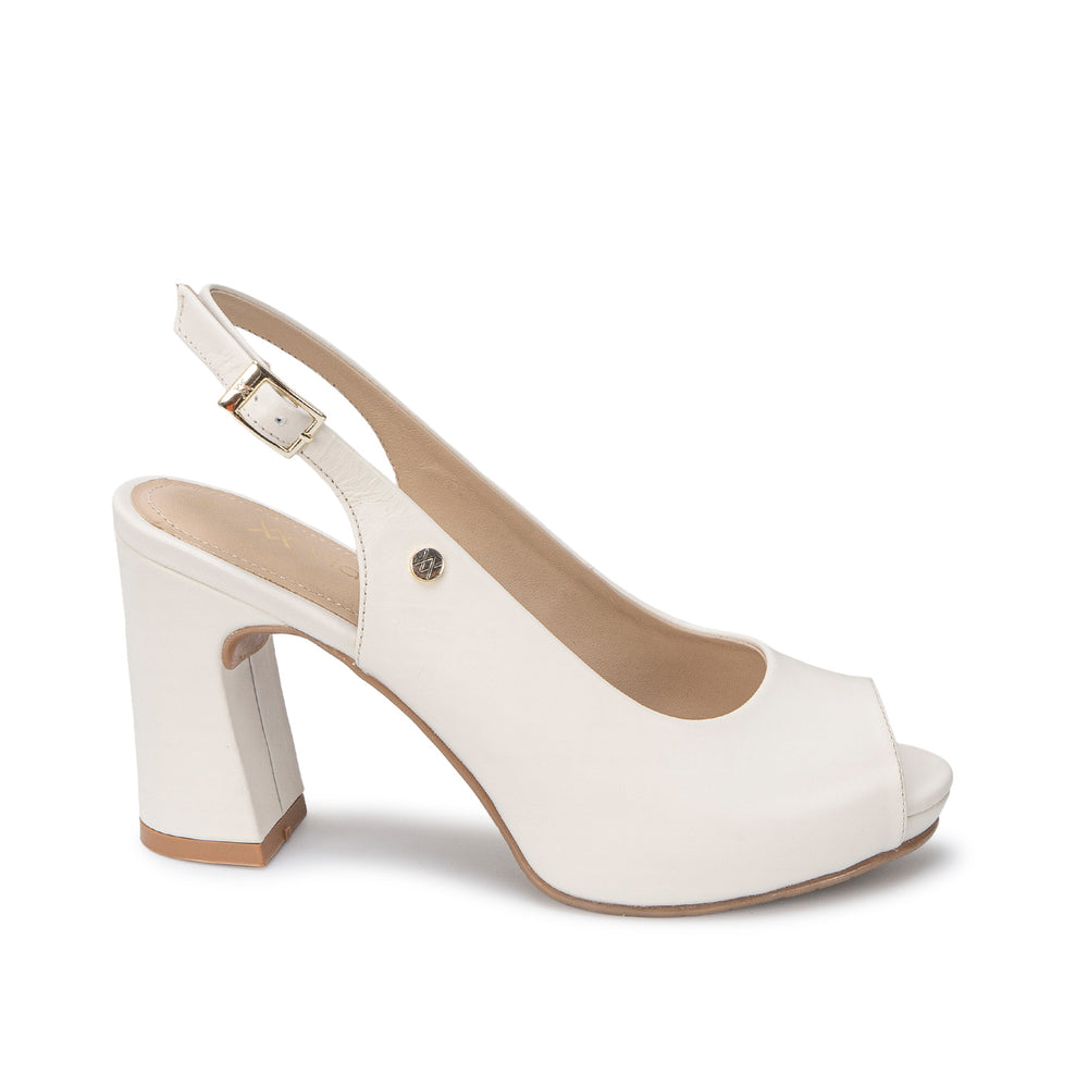 Sandalia Peep Toe Casual Hueso