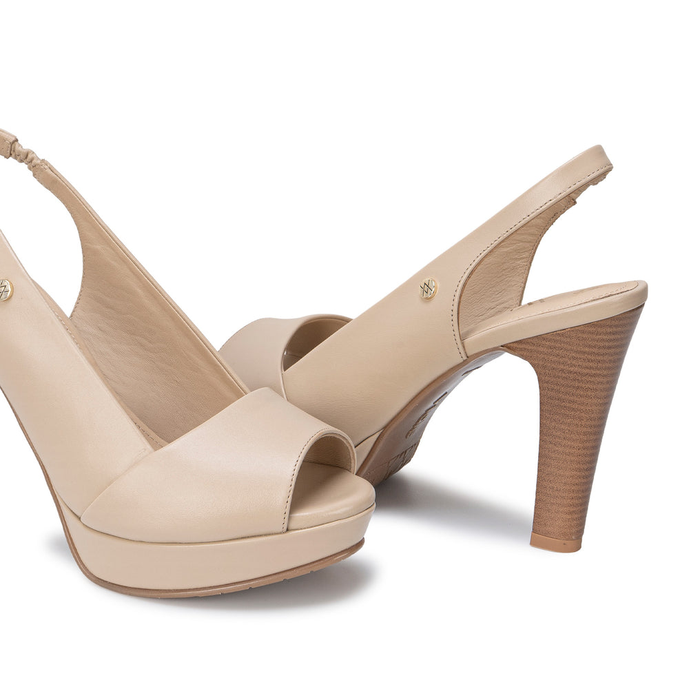 Sandalia Peep Toe Casual Pele