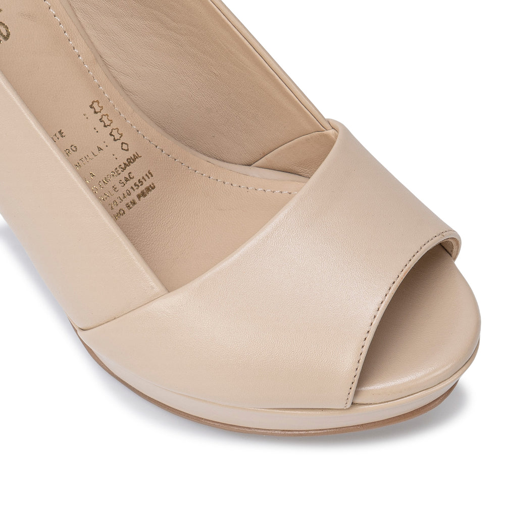 Sandalia Peep Toe Casual Pele