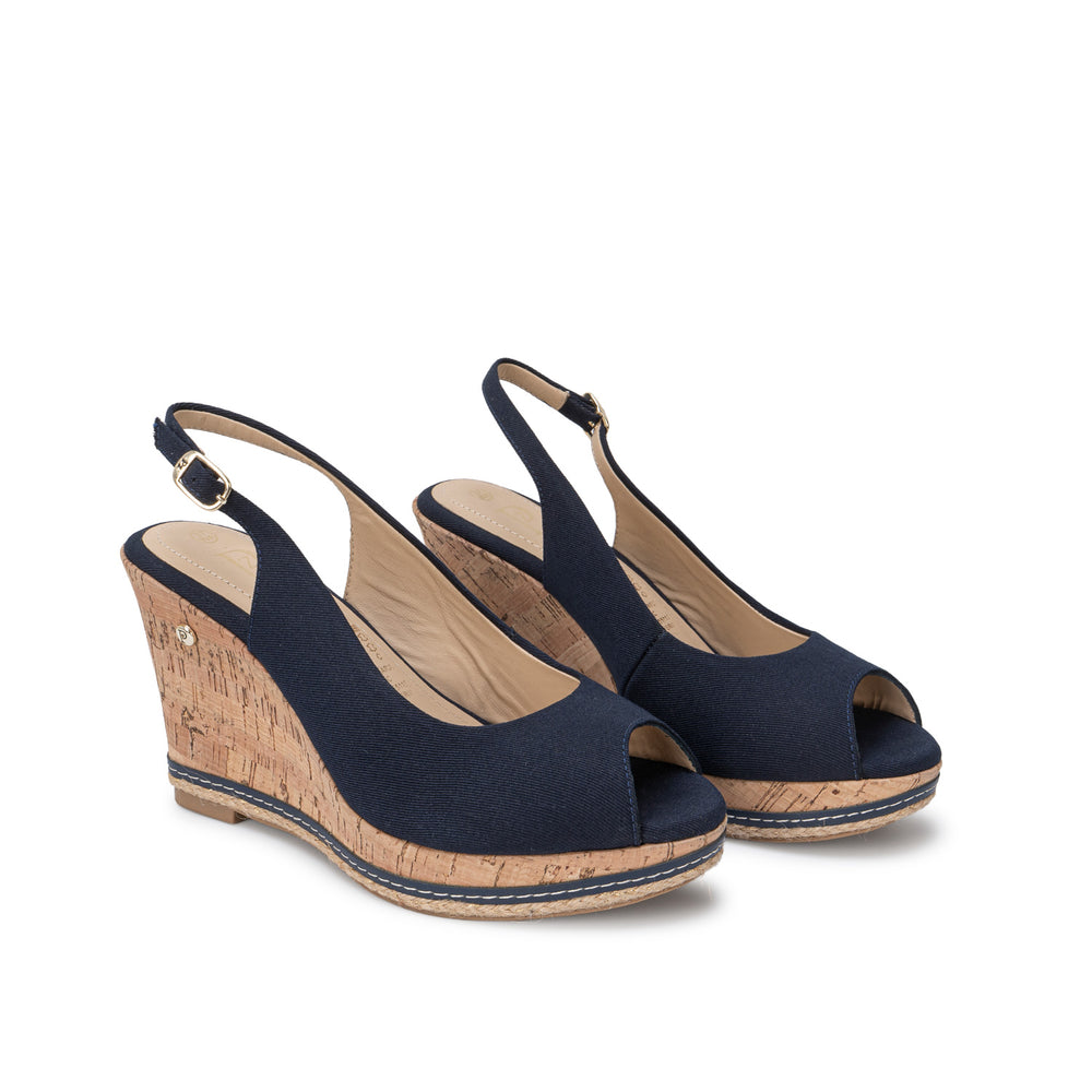 Sandalia Peep Toe Casual Azul