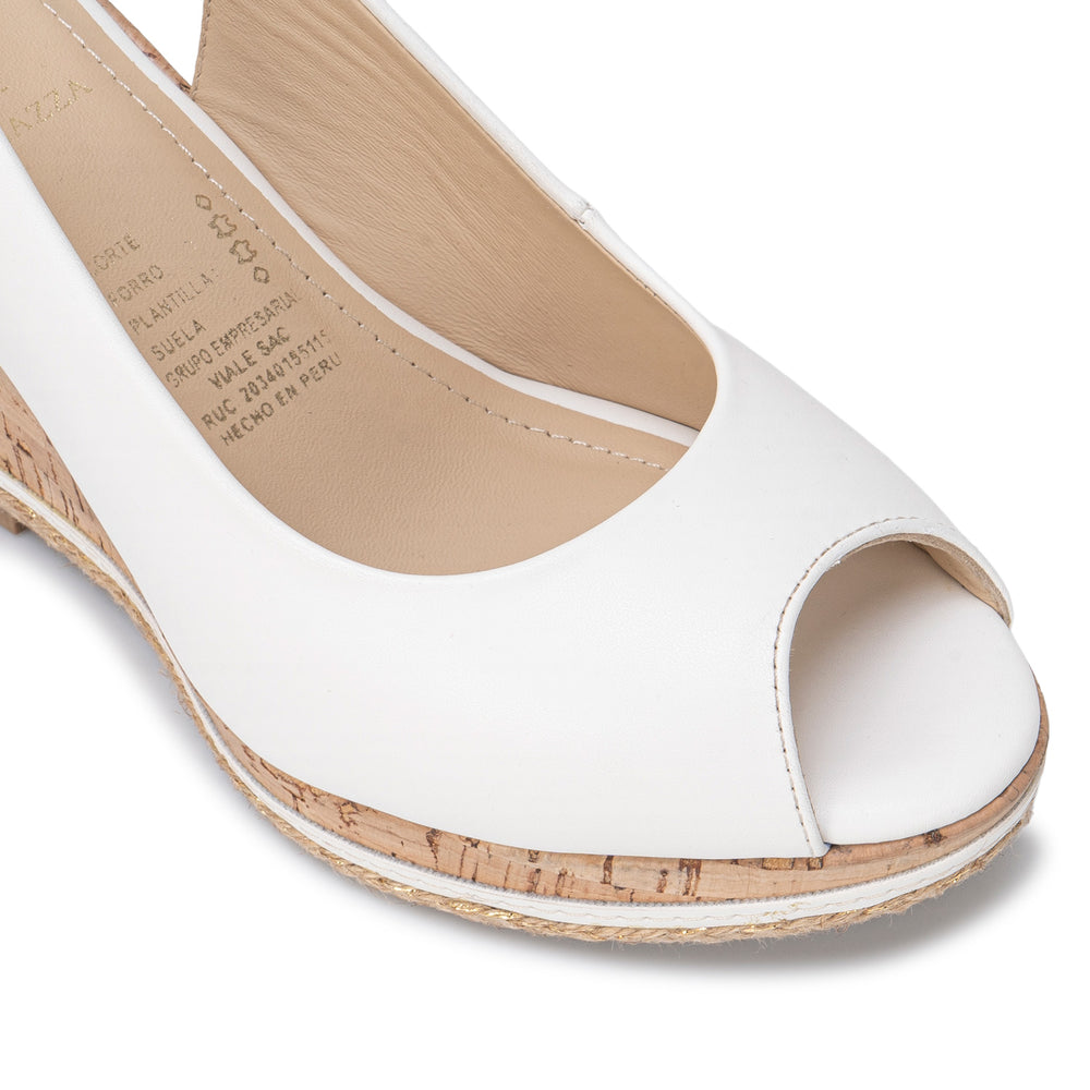Sandalia Peep Toe Casual Blanco