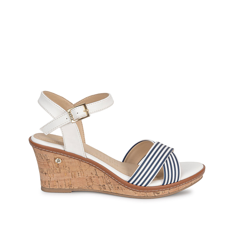 Sandalia D'Orsay Casual Blan/Azul