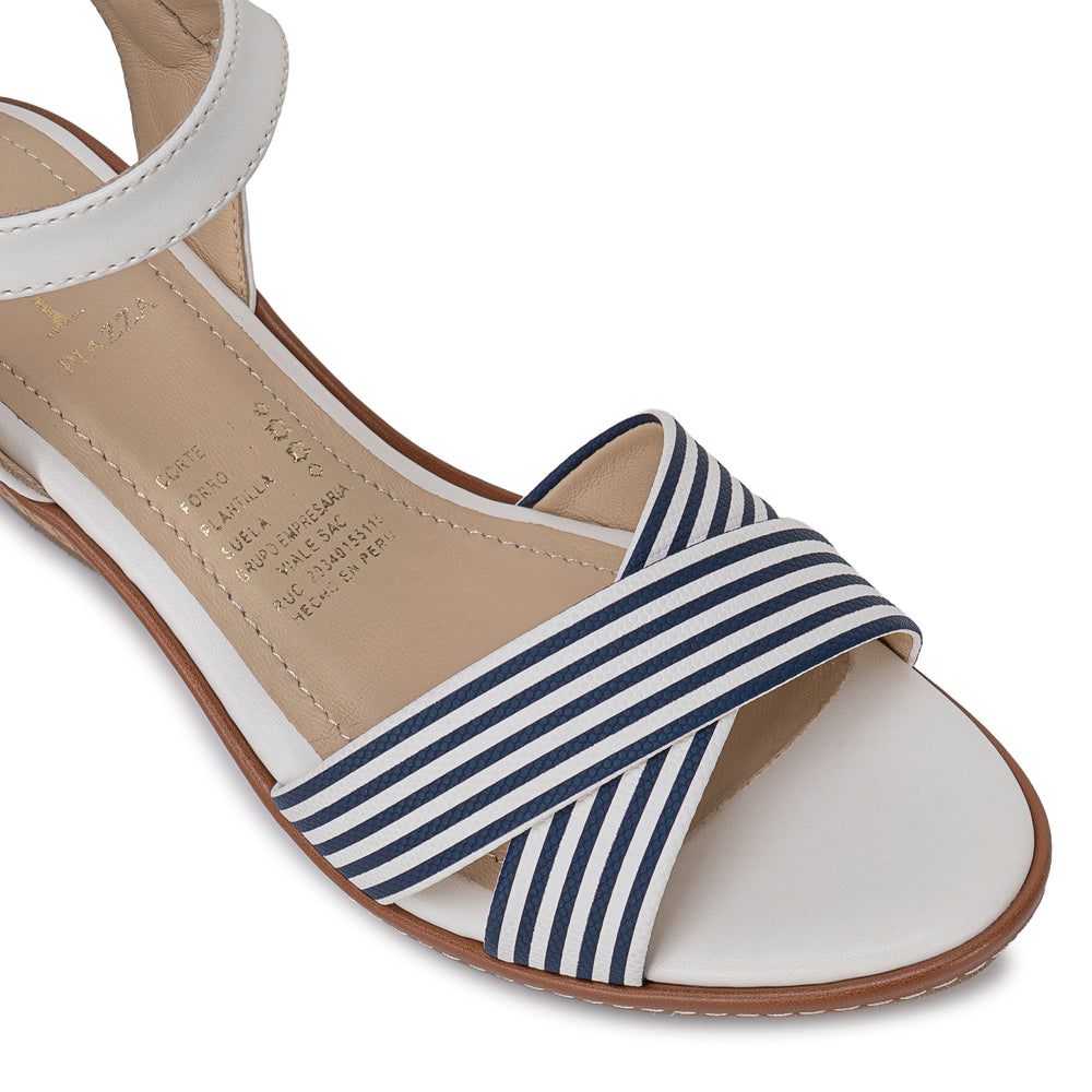 Sandalia D'Orsay Casual Blan/Azul