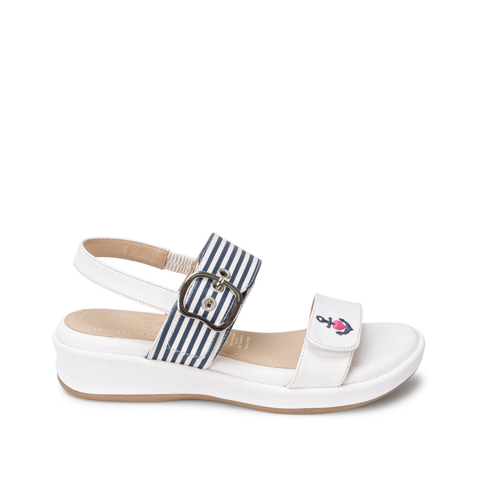 Sandalia D'Orsay Casual Blan/Azul