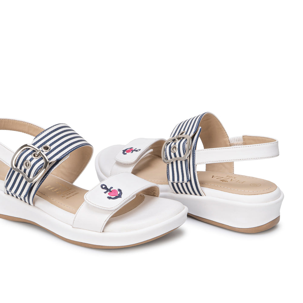 Sandalia D'Orsay Casual Blan/Azul