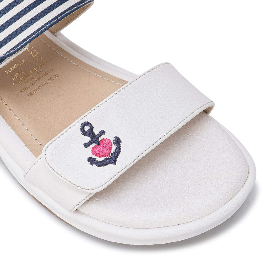 Sandalia D'Orsay Casual Blan/Azul