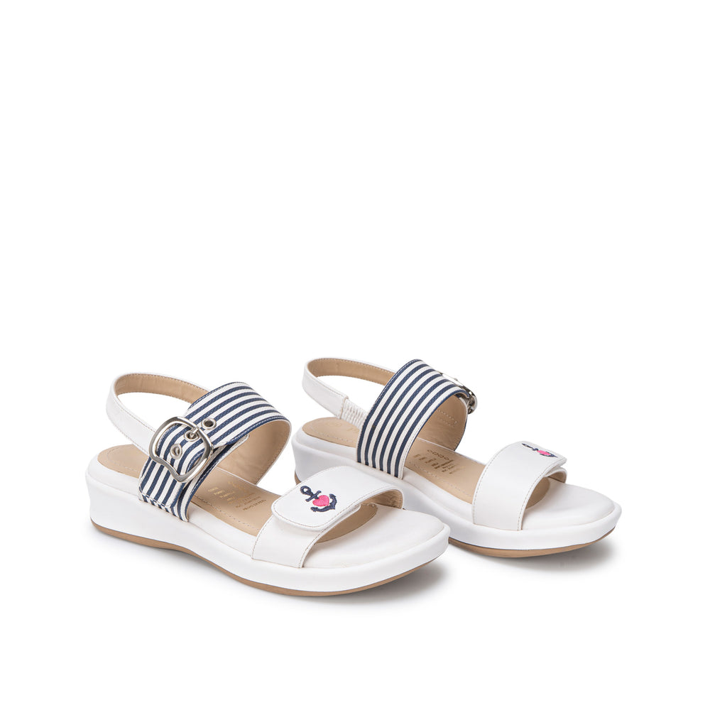 Sandalia D'Orsay Casual Blan/Azul