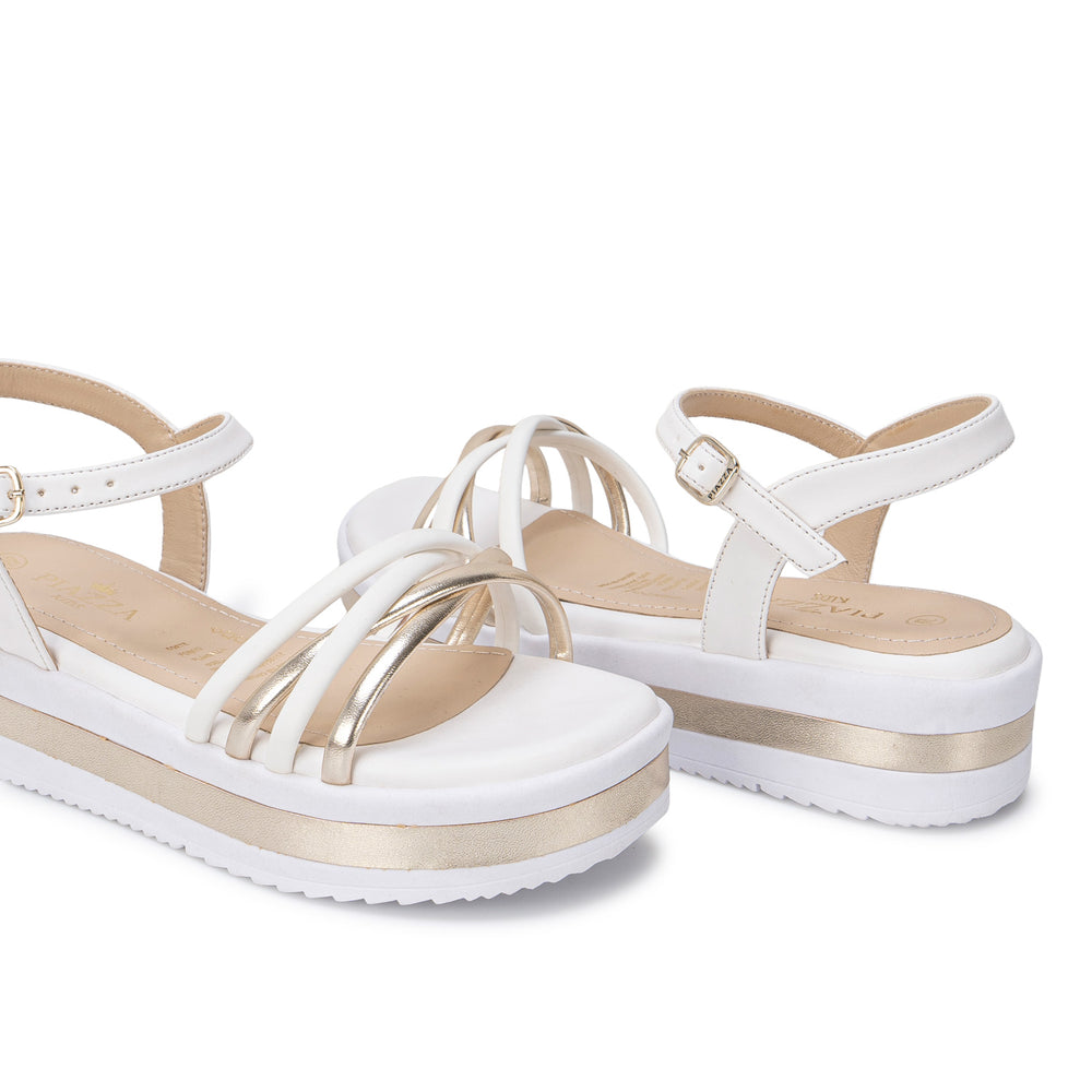 Sandalia D'Orsay Casual Blan/Dor