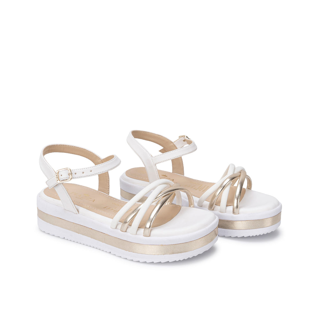 Sandalia D'Orsay Casual Blan/Dor